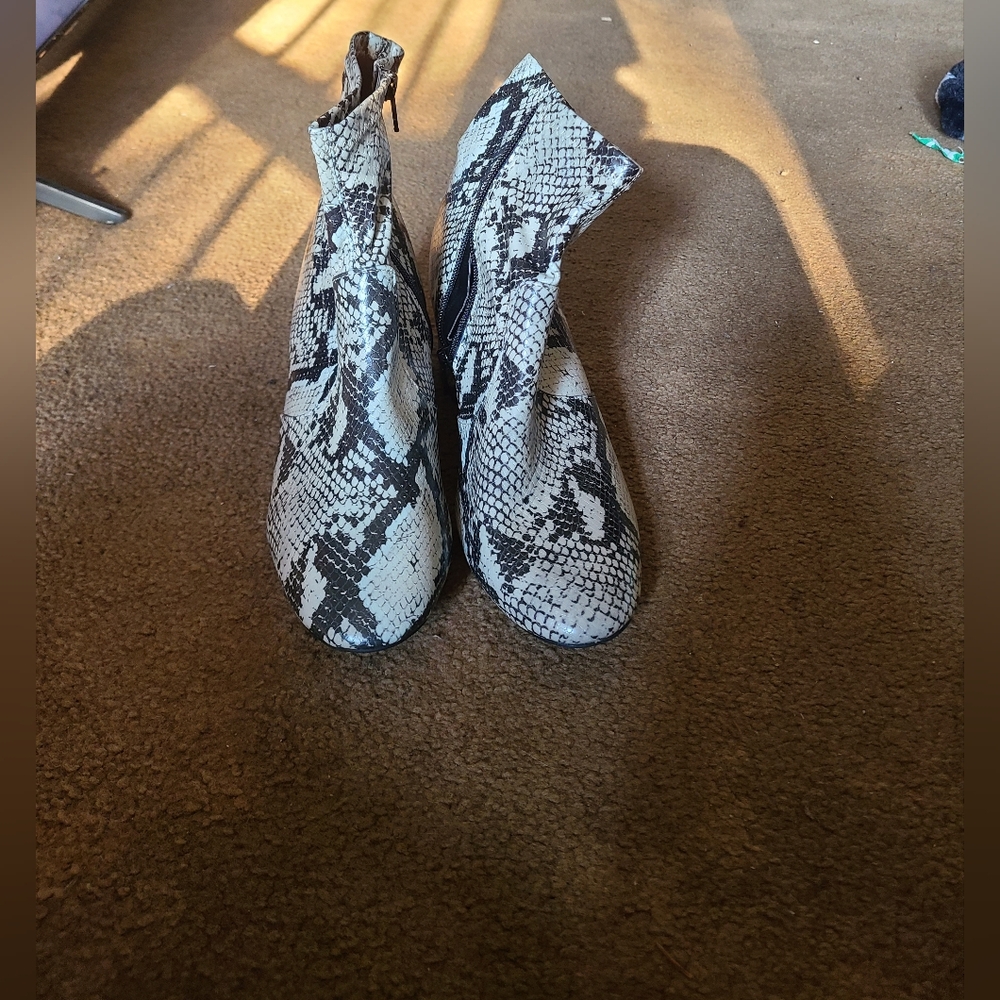 Never Worn. Faux Python, Snake Bootie. Side Zip. - image 1
